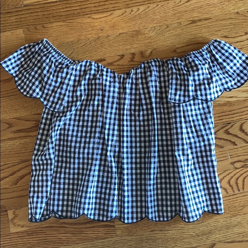Gingham off the shoulder top